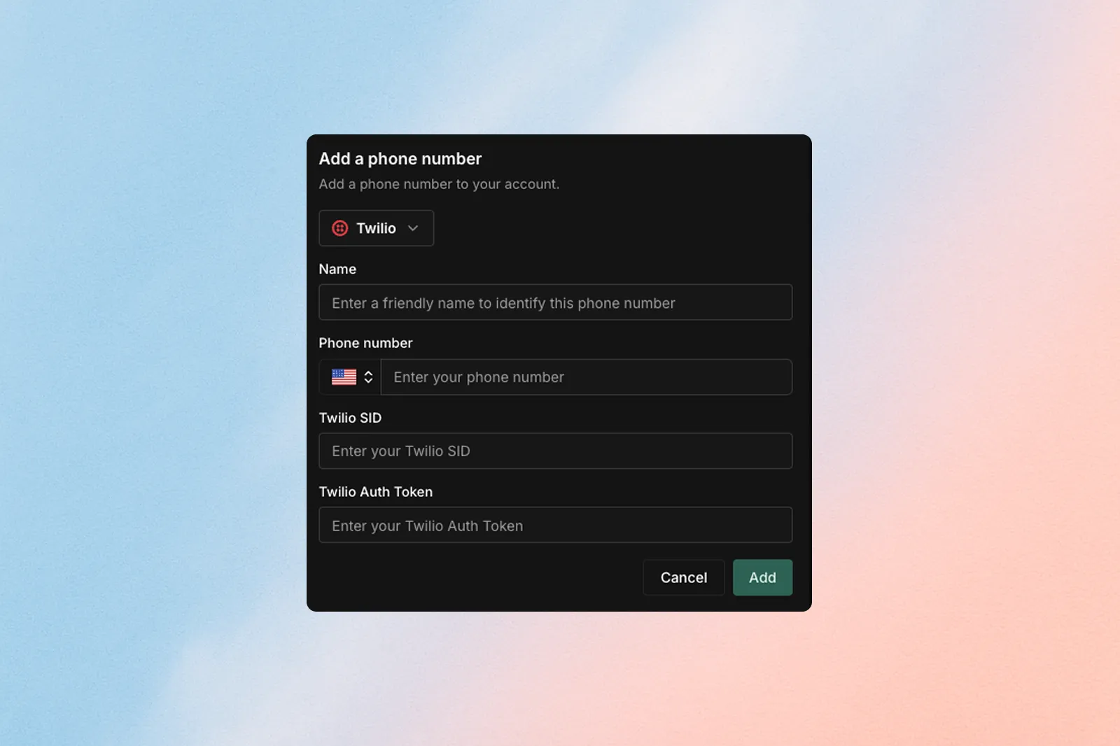 Phone Number Setup via Twilio