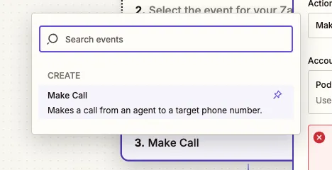 Zapier Select Make Call